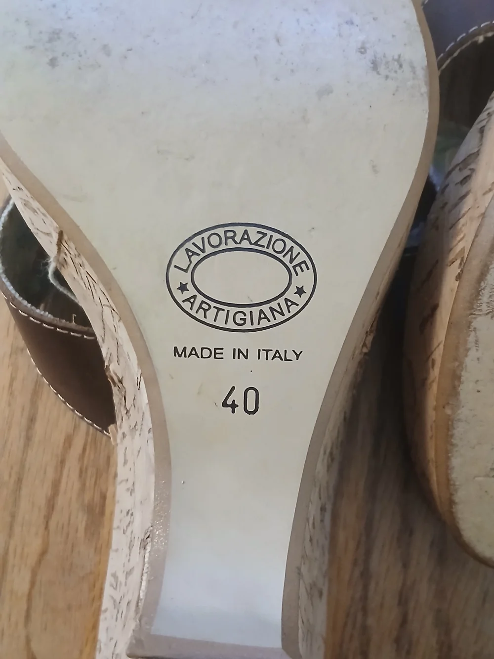 Vintage Barneys New York Leather Cork Wedges Made In Italy 40